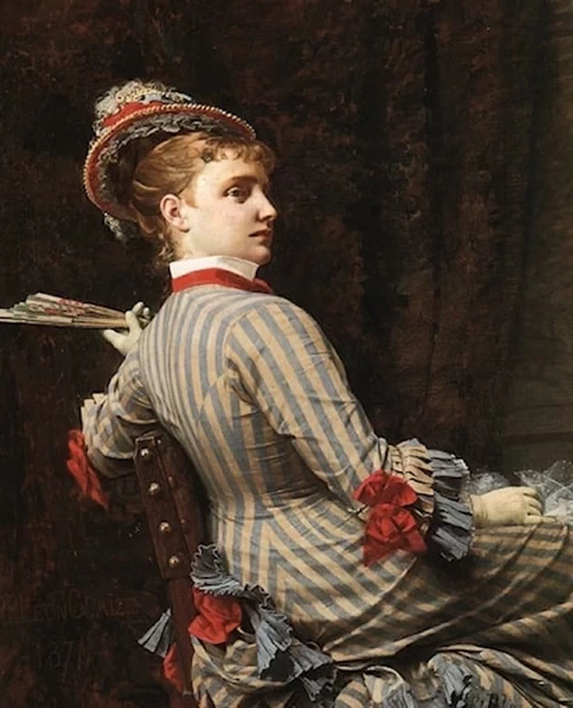 Pierre - Paul, Léon Glaize, Donna elegante con ventaglio